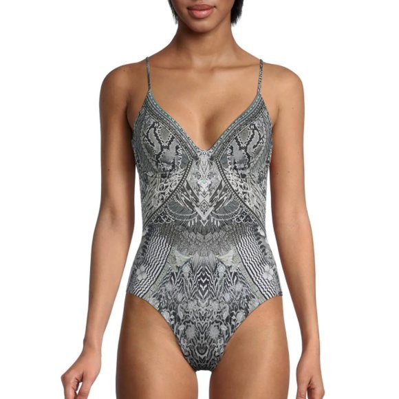 Camilla 'One Tribe' Soft-Cup Underwire One-Piece Swimsuit, Black /Grey Multi